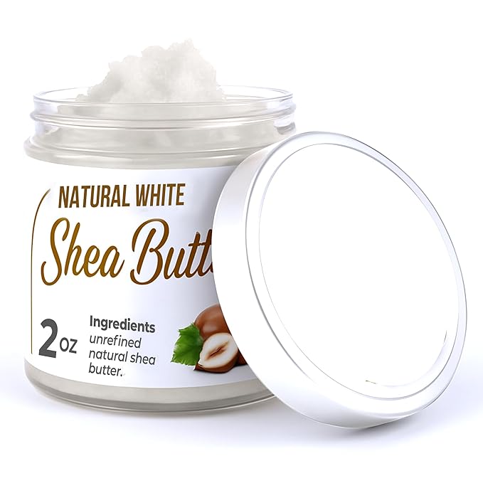 Raw African Shea Butter Travel Size – 2 oz Pure Unrefined Shea Butter for Skin, Hair & Face – Traditional – Plant-Based Body Cream for Dry, Rough Areas - White