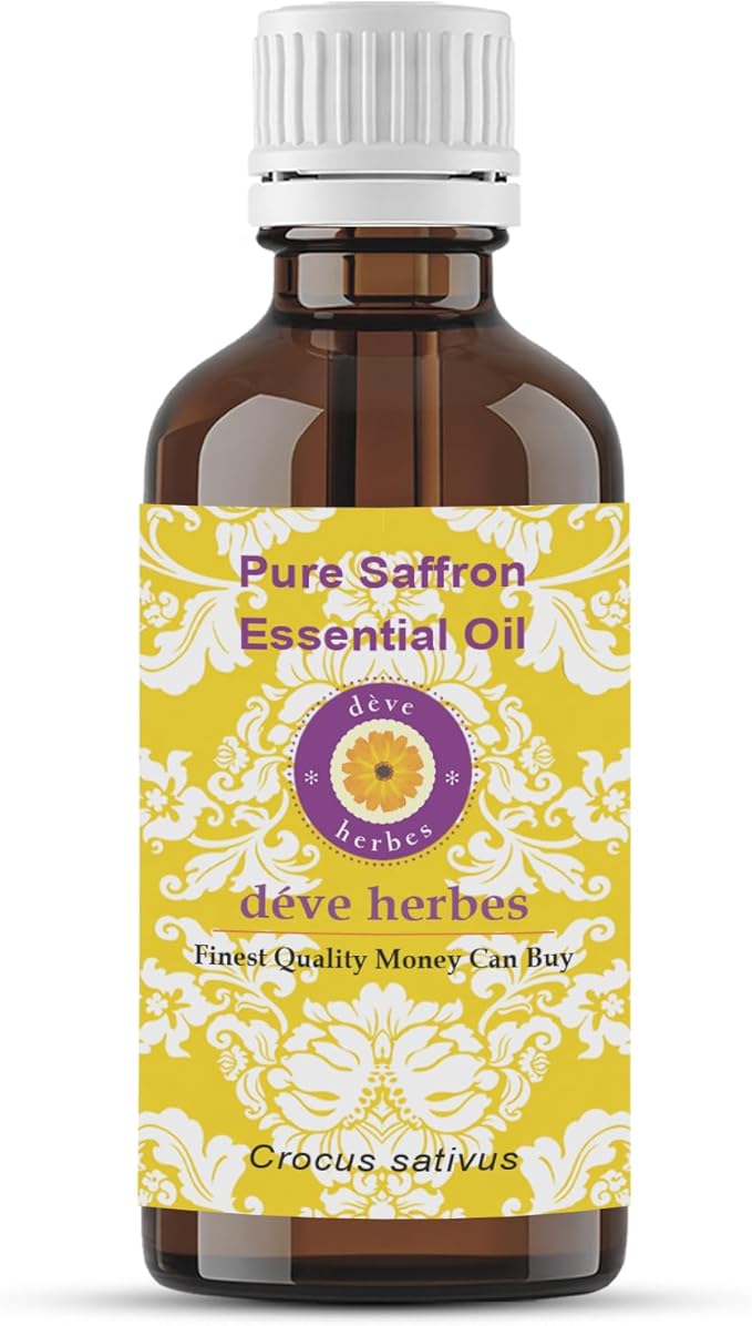 dève herbes Saffron Essential Oil (Crocus sativus) Pure | Non-Sticky | Non-Greasy | Lightweight | Men & Women | All Skin Types | Steam Distilled 10ml (0.33 oz)