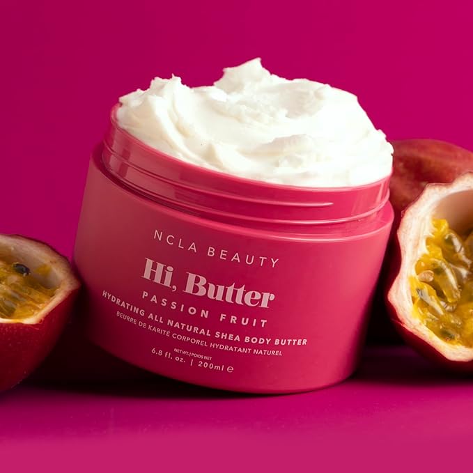 NCLA Beauty Hi Butter All Natural Body Butter - Body Moisturizer with Sunflower Oil and Shea, Cocoa, Mango Extracts - Passion Fruit - 6.8 oz