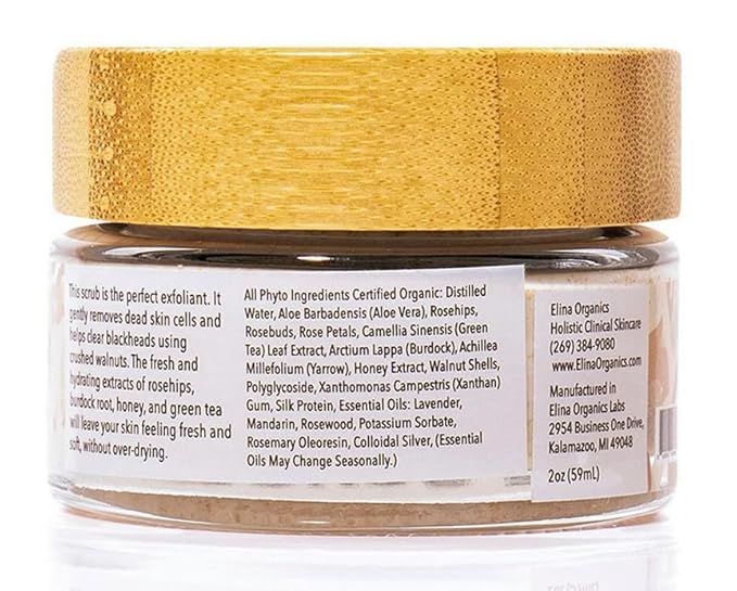 Organic Face Scrub 2oz – Natural Exfoliator with Crushed Walnut Shells, Aloe Vera, Green Tea, & Silk Protein – Clears Blackheads & Smooths Skin – Hydrating & Gentle for All Skin Types