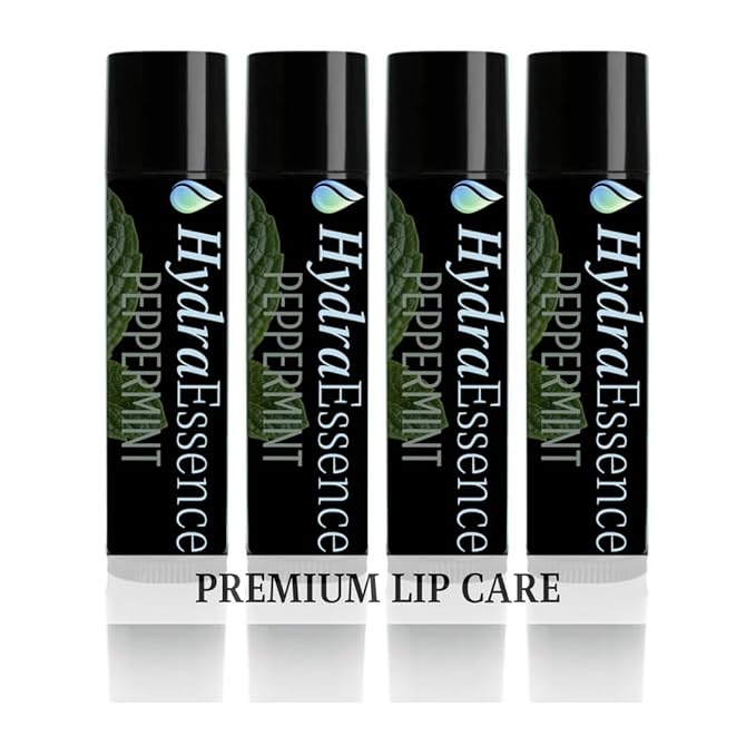 Peppermint Lip Balm 4-Pack – No Menthol No Camphor No Phenol – Natural Formula, Cool Refreshing Moisture for Dry Chapped Lips