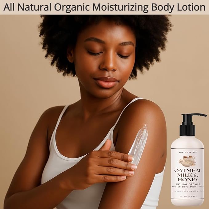 Natural Organic Moisturizing Body Lotion Lightweight & Non-Greasy, Shea Butter Body Lotion Made with All Natural Ingredients | For All Skin Types (8oz, Oatmeal Milk and Honey)