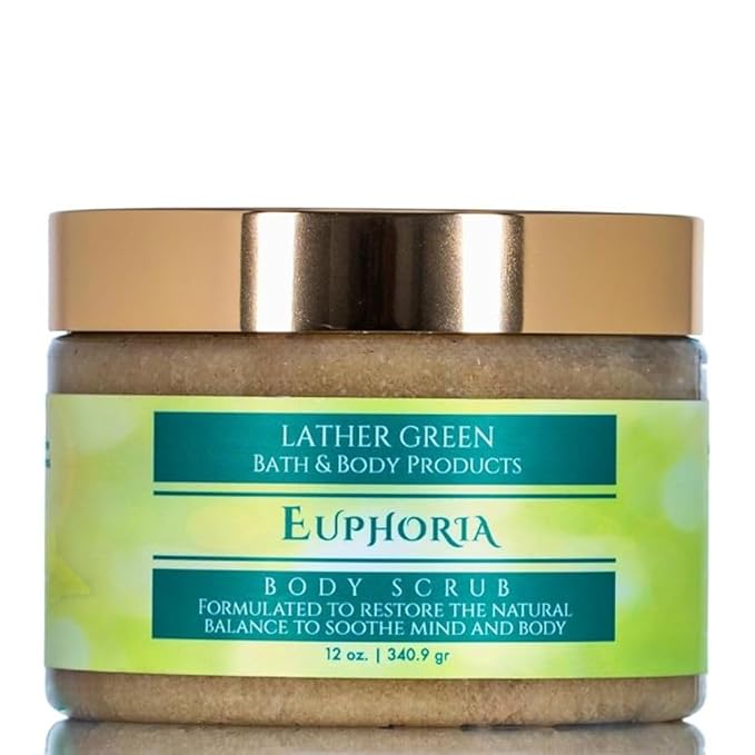 Exfoliating Sugar Body Scrub, Nourishing and Brightening Skincare Formula for Smooth, Radiant Skin, Hydrates & Revitalizes All Skin Type, 12 oz (12 OZ, Euphoria Sugar)