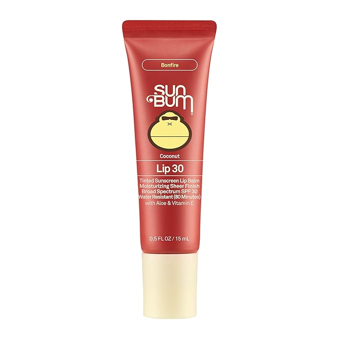 Sun Bum SPF 30 Sunscreen Bonfire Tinted Lip Balm - Coconut Flavor Broad Spectrum Moisturizing with Aloe & Vitamin E - Hawaii 104 Act Compliant (Made Without Octinoxate & Oxybenzone) - 0.5 oz