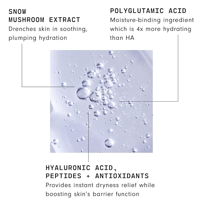 Versed Moisture Maker Hydrating Hyaluronic Serum - Lightweight Face Serum for Dry Skin With Moisturizing Polyglutamic Acid + Snow Mushroom Extract for Soothing + Plumping Hydration Day & Night (1oz)