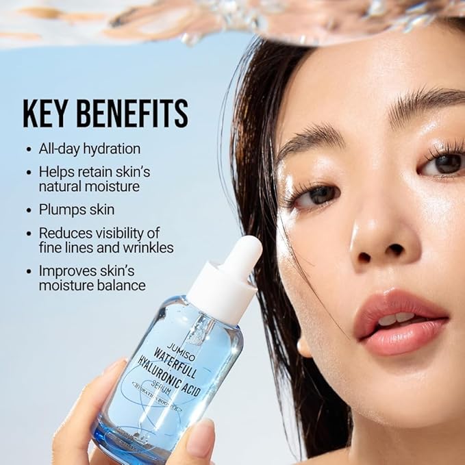 Jumiso Waterfull Hyaluronic Acid Serum 1.69 fl.oz / 50ml | Face Moisturizer, Facial Hydrating Serum for All Skin Types, Moisture Booster for Dry Skin | Vegan, Fragrance-Free
