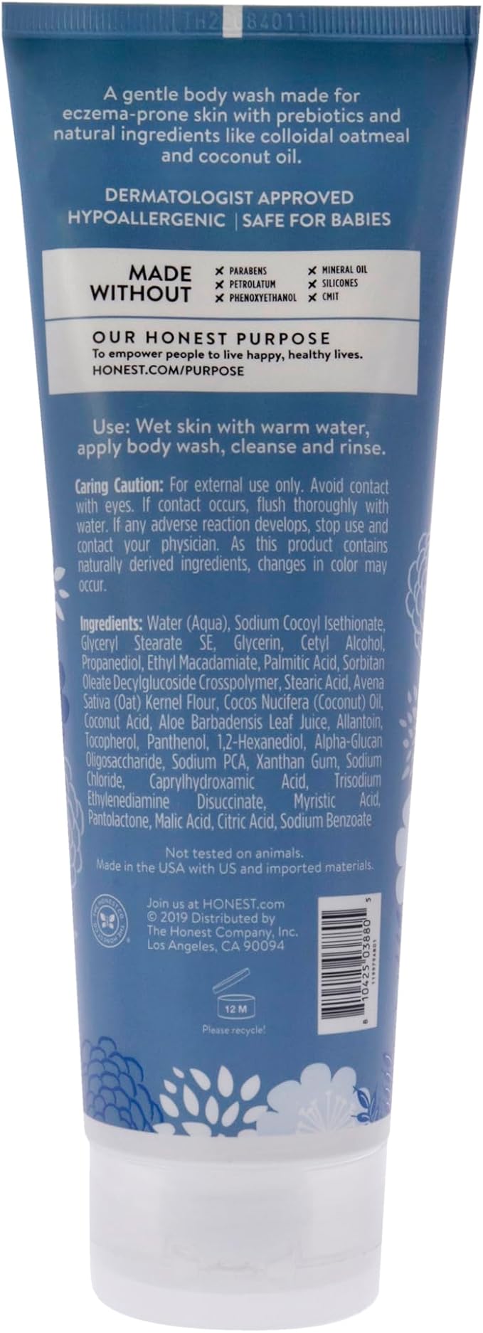 The Honest Company Eczema Soothing Therapy Cleansing Body Wash,Naturally Derived Gentle for Baby,Prebiotics Colloidal,Oatmeal,8 oz,(Pack of 2)