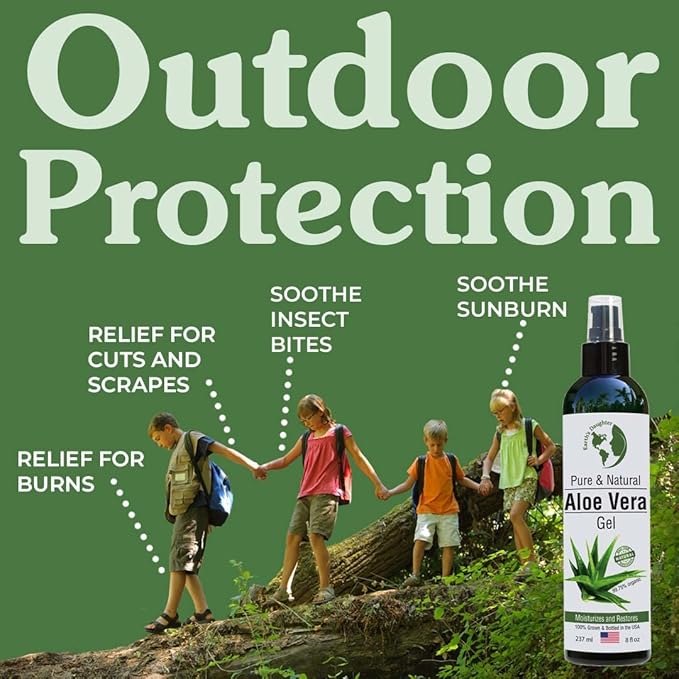 Earth's Daughter Premium Organic Aloe Vera Gel from Fresh Cut 100% Pure Organic Aloe leaves – TopQuality Fast Absorbing for Face, Skin, Hair & Body – Vegan, Unscented, Natural - 8 Oz USA Made