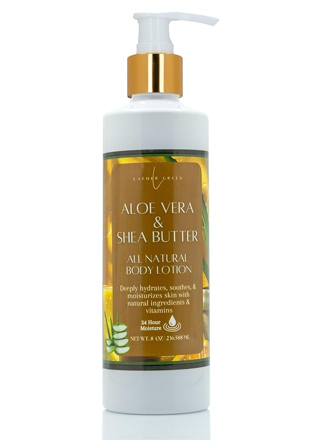 Aloe Vera & Shea Butter Natural Body Lotion for Deep Hydration & Skin Soothing, 8 oz