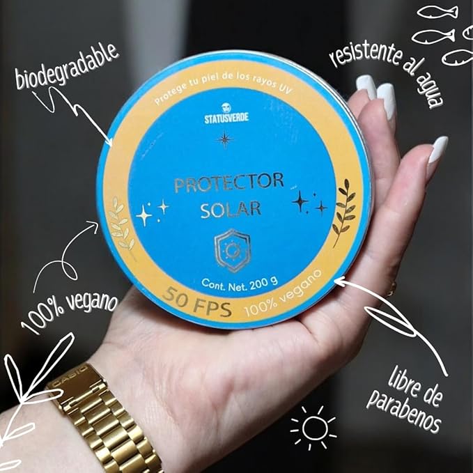 Sunscreen SPF 50, biodegradable, vegan, with cactus extract, water resistant. sunscreen, against UV rays. 200g
