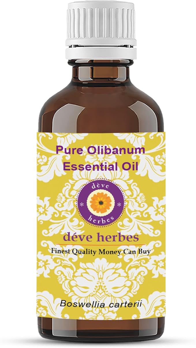 dève herbes Olibanum Essential Oil (Boswellia carterii) Pure | Non-Sticky | Non-Greasy | Lightweight | Men & Women | All Skin Types | Steam Distilled 15ml (0.5 oz)