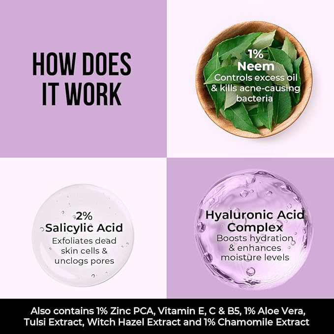 Dr. Sheth’s Neem & Salicylic Acid Face Wash | Deeply Cleanses & Unclogs Pores | Controls Acne, Blackheads & Oil | Unisex BHA Cleanser | 3.38 Fl Oz/100 ml