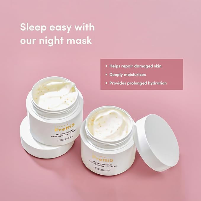 Botanic Pretti5 Hydro-Rescue Repairing Night Mask Nighttime Ritual for Softer, Plumper & Deeply Nourished Skin TCM Science-Led Innovation Vegan Sensitive Skin Safe 100g Jumbo Size