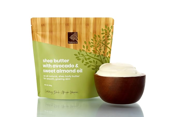 Raw Shea Butter with Avocado & Sweet Almond Oil - floral scent 100% Natural Ghana Shea Butter whipped for Dry Skin, Hair & Body. Pure, Vegan, Handmade, Eco-friendly Skincare 350g