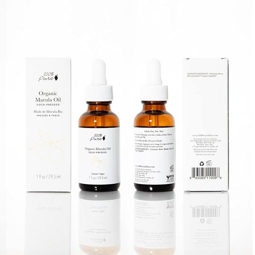 100% PURE Organic Marula Oil Cold-Pressed For Face Body Hair Hydrating Vitamins & Omega Fatty Acids Support Glowing Plumped Up Youthful Skin - Natural Moisturizer Facial Radiance - Vegan - 1oz