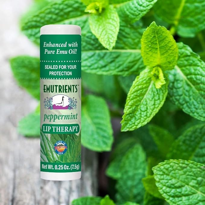 Montana Emu Ranch Natural Lip Balm 0.25 Ounce - Peppermint - Long Lasting Lip Therapy with Emu Oil