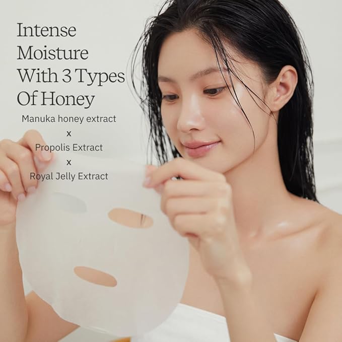 ByUR Honey Gorgeous Keep Moisturizing Aqua Serum Mask - Hydration & Skin Elasticity, Skin Barrier Care for Dry Skin, Honey Extracts & Ceramide, Face Sheet Mask Daily Pore Care Korean Skincare (4pc)