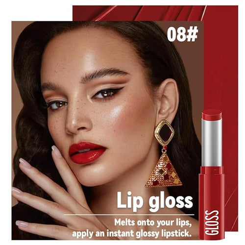 1Pc Ruby Red Butter Lipstick Tinted Lip Balm, Shine Moisturizing Plumper Lipstick for Women, Natural Nourishing Hydrating Lip Gloss Stain for Dry Lips, Lightweight Lip Liner Care Vegan Makeup