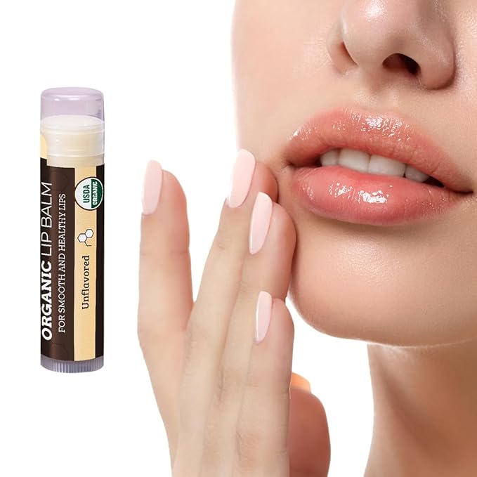 Earth's Daughter USDA Organic Lip Balm 4-Pack Unflavored - Beeswax, Coconut Oil, Vitamin E - Best Lip Repair Chapstick for Dry Cracked Lips.