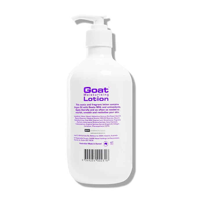 Goat Milk Lotion - Moisturizing - Non Greasy - 17 oz Enriched Milk, Suitable for Dry, Itchy or Sensitive Skin - Made in Australia - Argan Oil