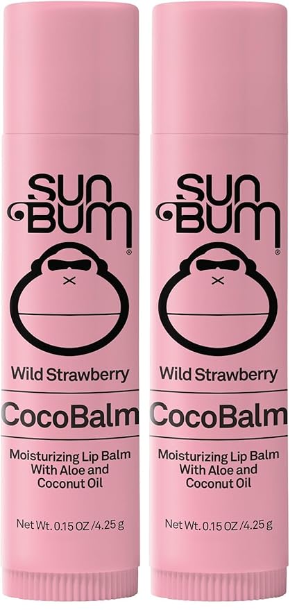 Sun Bum Cocobalm Wild Strawberry - Hydrating Lip Balm with Coconut Oil and Aloe Vera - 0.15 oz Stick (Pack of 2)