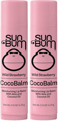 Sun Bum Cocobalm Wild Strawberry - Hydrating Lip Balm with Coconut Oil and Aloe Vera - 0.15 oz Stick (Pack of 2)