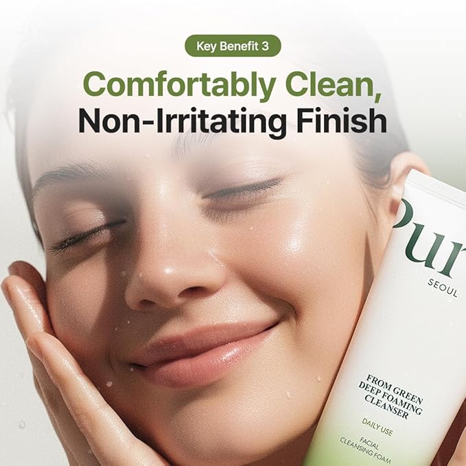 PURITO From Green Deep Foaming Cleanser 150ml / 5.07 fl.oz, pH 5.5, plant-based, natural ingredients, cruelty-free, Vegan