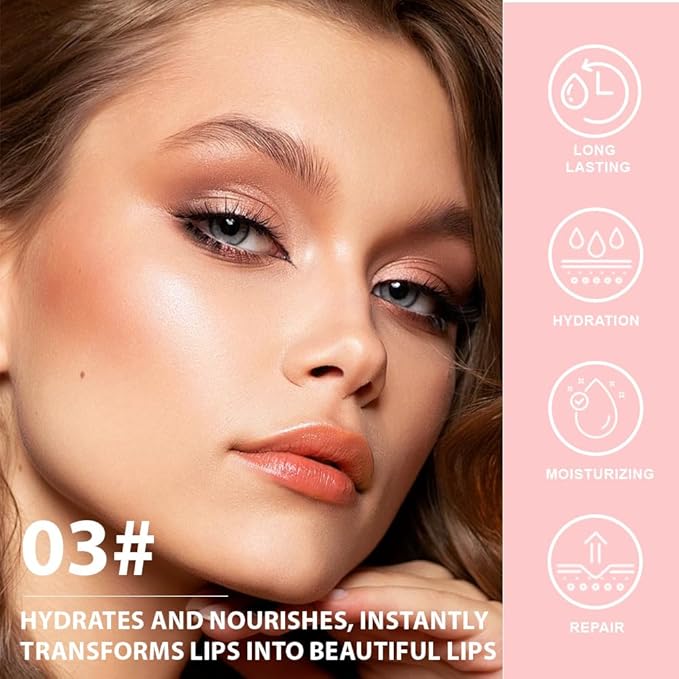 BINGBRUSH Color Changing Lipstick Set, PH Lip Balm Mood Lipstick, Natural Color-Changing Tint with Deep Moisture, Long Lasting Personalized Lip Gloss for Daily Wear or Gifts (03# Coral Kiss)