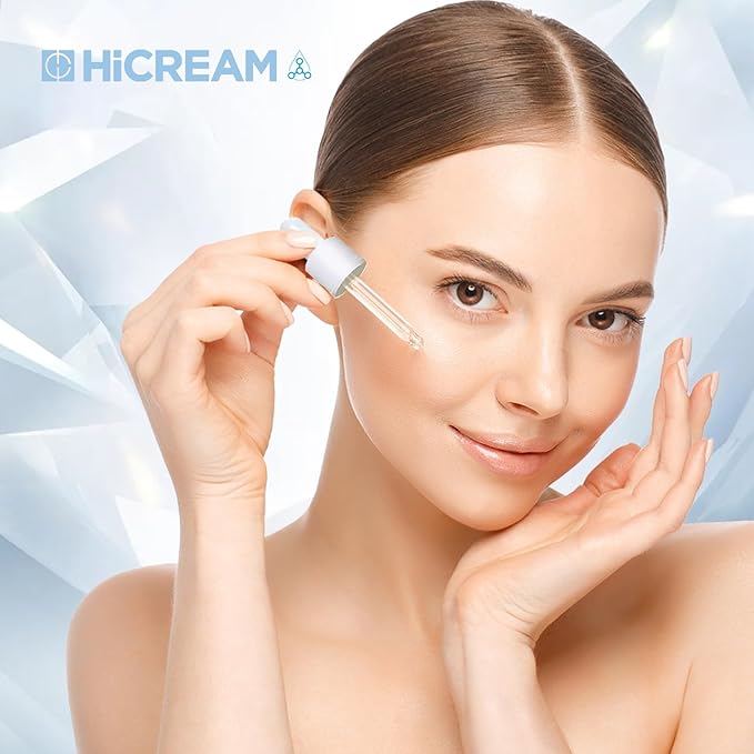 Hicream Hyaluronic Acid Serum for Face, Brightening Serum - Even Skin Tone&100% Pure Anti Aging, Intense Hydrating Moisturizer, Non-Greasy, Paraben-Free, Water-Based Skincare for All Skin Types (2 Oz)