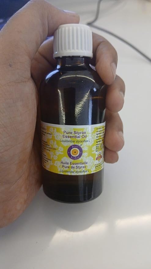 dève herbes Styrax Essential Oil (Liquidambar styraciflua L) Pure | Non-Sticky | Non-Greasy | Lightweight | Men & Women | All Skin Types | Steam Distilled 5ml (0.16 oz)