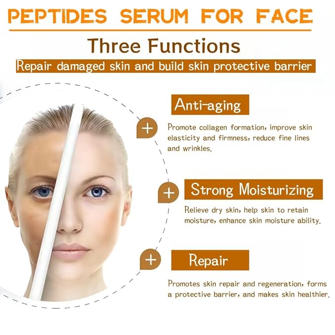 Buffet Multi-Technology Peptide Facial Serum, Peptide Serum Containing Hyaluronic Acid and Amino Acids, Suitable for Anti-aging, Firming Skin, Moisturizing, Polypeptide Facial Serum, 30ML/1FI OZ