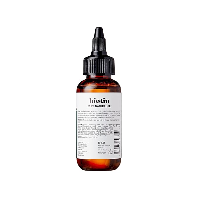 Red by Kiss Biotin Infused 99.9% Natural Hair Oil, 2.5 Fl Oz, Supports Growth & Healthy Hair, Organic Vegan Blend for All Hair Types, Unisex