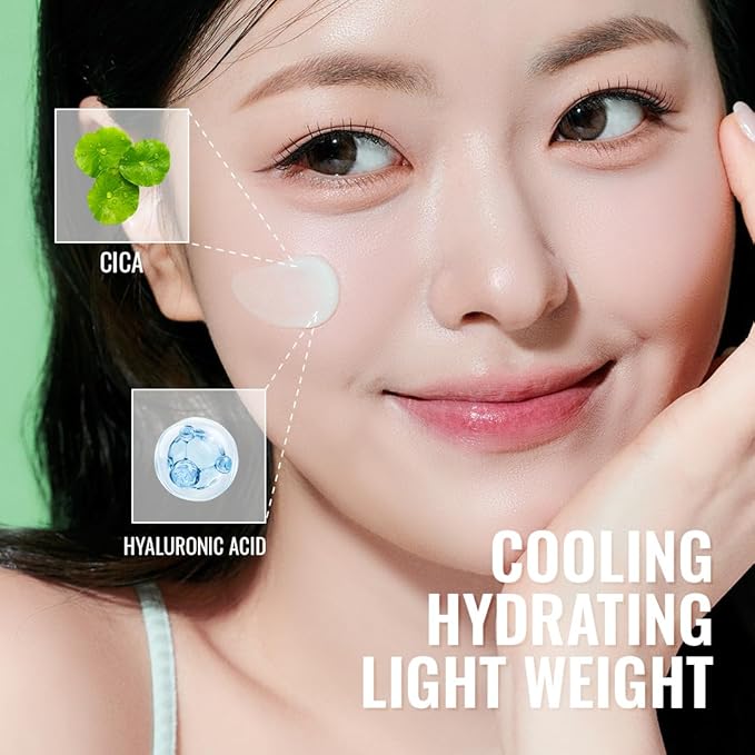 Green Glow Up Cream｜Moisturizing Water-Soothing Texture｜After-Sun Calming Care｜Centella Asiatica 1.69 fl.oz