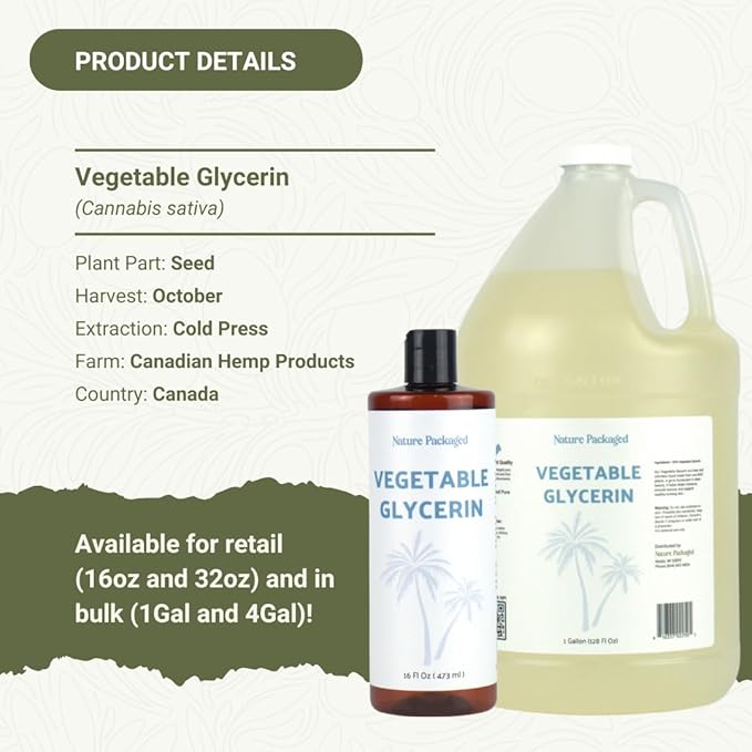 Vegetable Glycerin Oil - 100% Pure Plant Based Glycerol for DIY Skincare, Hair Care, Soap Making & Cosmetics - Vegan Moisturizing Humectant for Lotions & Creams - USP Grade 16oz