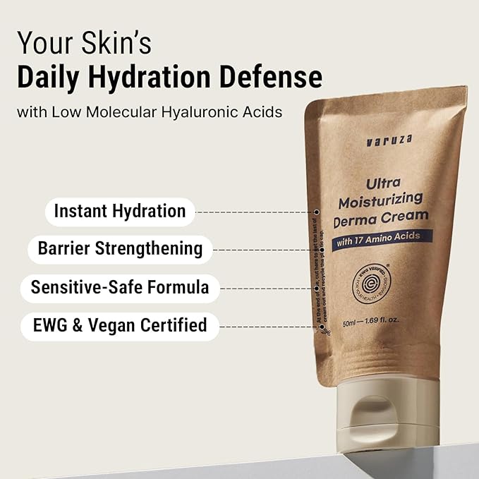 Ultra Moisturizing Derma Face Cream - Deep Hydrating Facial Moisturizer - EWG, Vegan Certified Oil Free Korean Skin Care 1.69 fl oz