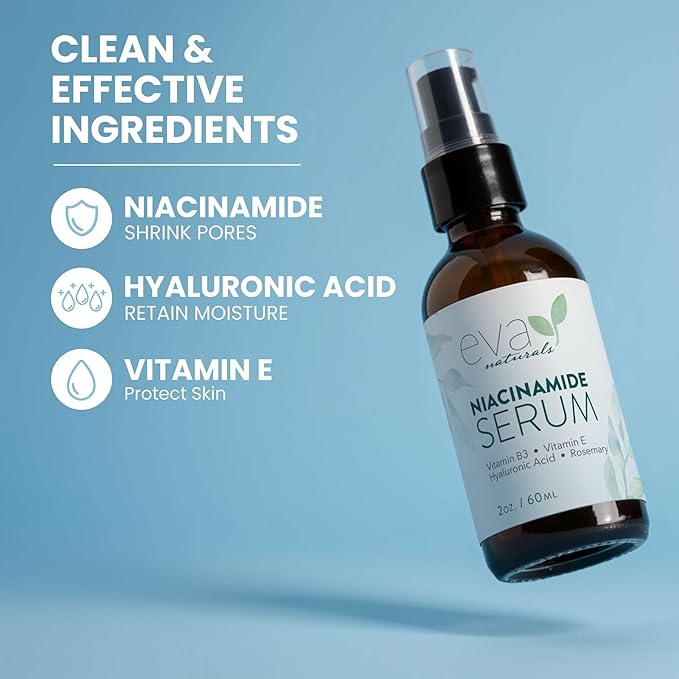 Niacinamide 5% Serum for Face – B3 Pore Minimizer, Acne Treatment & Dark Spot Corrector with Hyaluronic Acid, Vitamin E, Aloe & Neem – Anti-Aging, Non-Greasy, Hydrating, 2oz