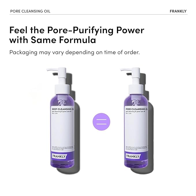 FRANKLY Pore Cleansing Oil | Oil Cleanser for Face | Deep Makeup Remover & Blackhead Cleanser with BHA, LHA, Amino Acids & Hyaluronic Acid | All Skin Types, Korean Skin Care | 6.8 fl oz