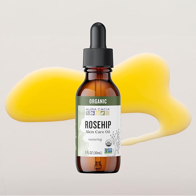 Aura Cacia Organic Rosehip Skin Care Oil | GC/MS Tested for Purity | 30ml (1 fl. oz.)