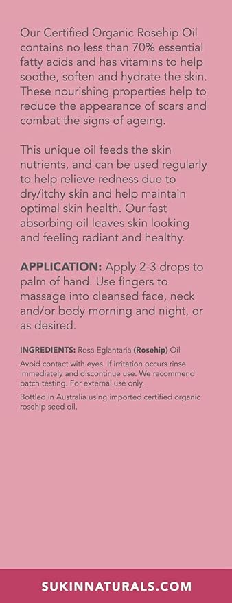 Sukin Certified Organic Rosehip Oil, 0.85 fl oz