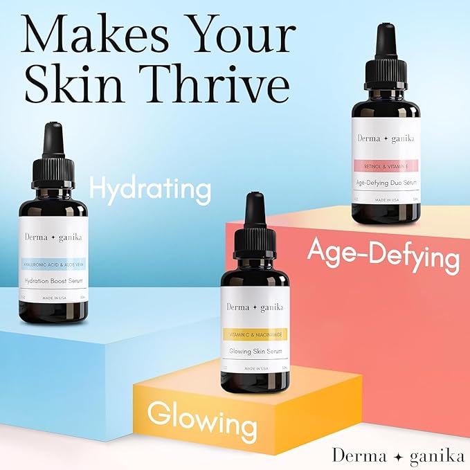 Derma ganika Hyaluronic Acid Serum for Face & Neck - Made in USA Ultra-Hydrating Anti-Aging Serum with Aloe Vera | Softens, Smooths, and Brightens Dry & Sensitive Skin (Pack of 2)