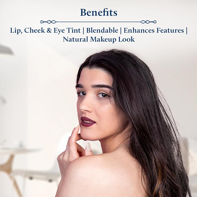 Blue Nectar Lip Tint Stain for Luscious Tinted Lips | Natural Blackberry Lip Moisturizer for Dry Skin | Organic Lip, Cheek & Eye Tint (0.35 Oz)
