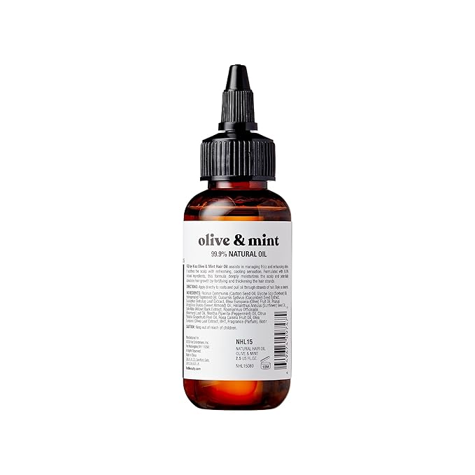 Red by Kiss Professional 99.9% Natural Hair Oil, Organic Vegan Oil Blend for Nourish & Refresh Hair, Biotin Infused, Moisturize Add Shine & Smooth Hair (Olive & Mint, 2.5 Fl Oz)