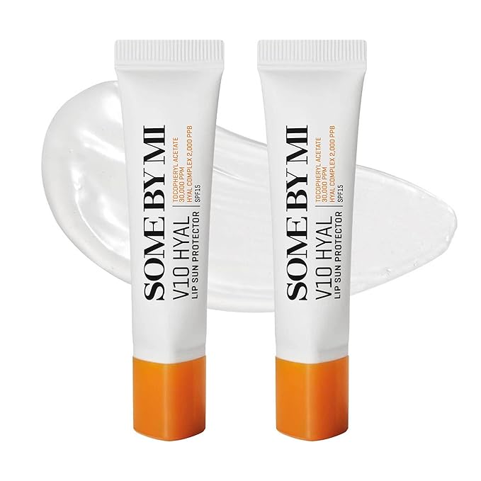 SOME BY MI V10 Hyal Lip Sun Protector Clear – Pack of 2, 0.46oz – Korean Tinted Glow SPF 15 Sunscreen Lip Balm for Dry & Sensitive Lips – Hydrating with Hyaluronic Acid & Vitamin E – Korean Skin Care
