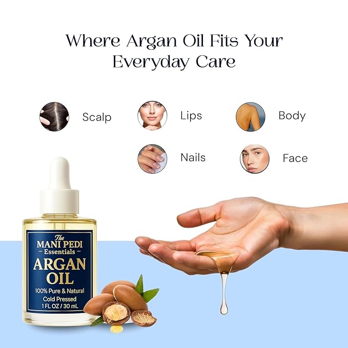 TMPE Argan Oil for Hair & Skin – 100% Pure Cold-Pressed Argan Oil, Lightweight Non-Greasy Hair Oil for Dry Damaged Hair, Face & Body Moisturizing Oil, Daily Use – 1 fl oz
