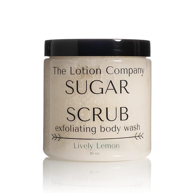 The Lotion Company Sugar Scrub Exfoliating Body Wash, Lively Lemon Fragrance, Paraben Free, Cruelty Free, Made in USA, Bath and Shower Exfoliator, 11 Ounces