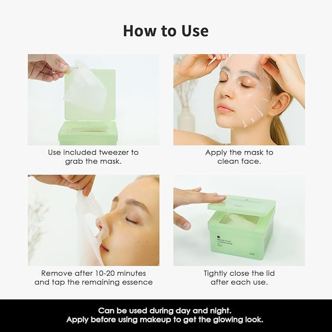 glowiest Dream Glow Cica Calming Sheet Mask (30 Count) | Centella Asiatica, Heartleaf & Tea Tree | Daily Hydrating & Soothing Face Mask | Sensitive Skin Care | Korean Skincare