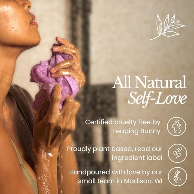 Bare Botanics Unscented Body Scrub 24 oz - Naturally Scented Sea Salt Scrub Made in Madison, WI - Formulated w/Skin Loving Moisturizers - Vegan, Cruelty Free Exfoliator w/a Cute Wooden Spoon
