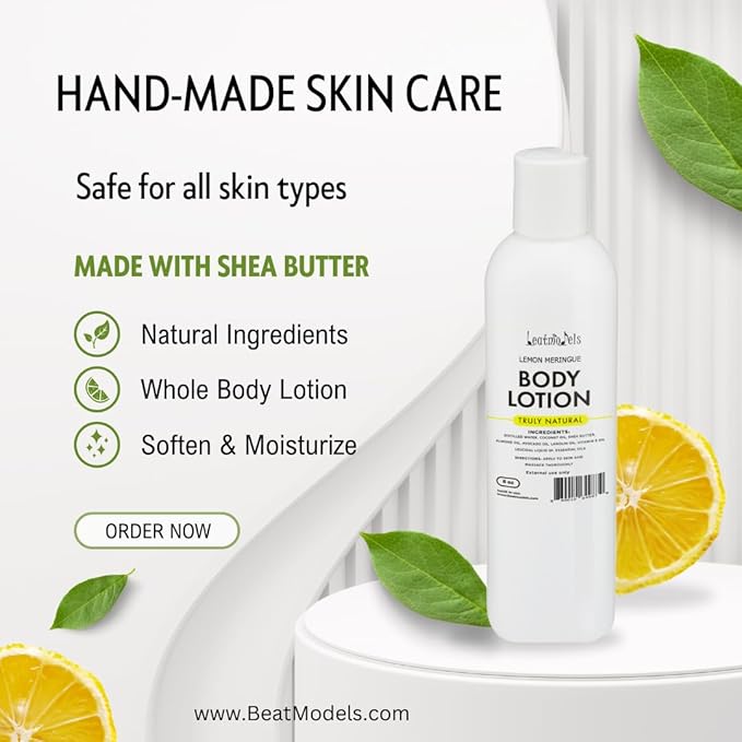 All-Natural Handmade Body Lotion | Pure Moisturizing Lotion for Dry Skin | Non-Toxic, Vegan, and Cruelty-Free | Nourishing Herbal Formula for Sensitive Skin (Lemon Meringue)