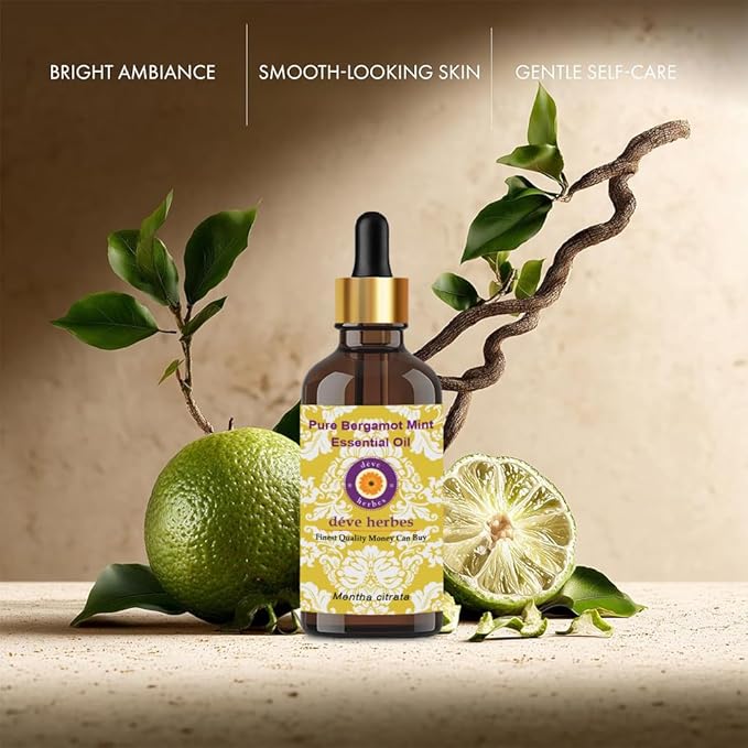Deve Herbes Pure Bergamot Mint Essential Oil (Mentha citrata) with Glass Dropper Steam Distilled 15ml (0.50 oz)