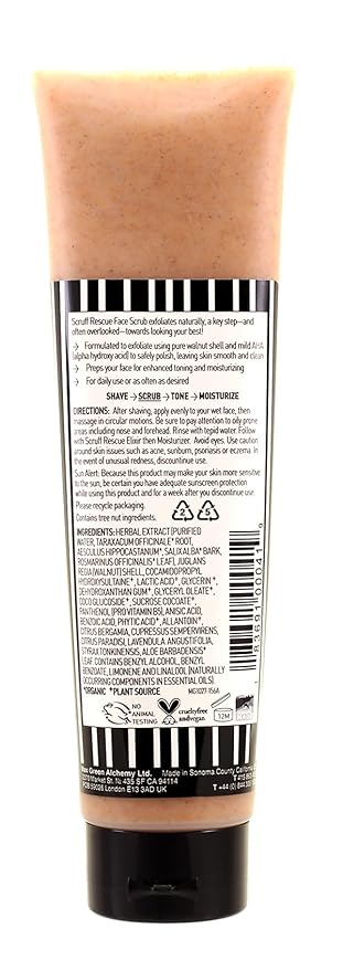 MGA Vegan Face Scrub - Scruff Rescue Face Scrub, Daily Exfoliator & Wash for Deep Cleaning | Prevents Blackheads & Ingrown Hairs | pH Balanced Walnut Shell Microdermabrasion | 5.5 oz
